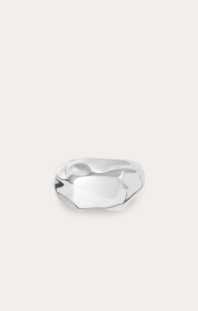 Ice Cube Pinky Ring Silver