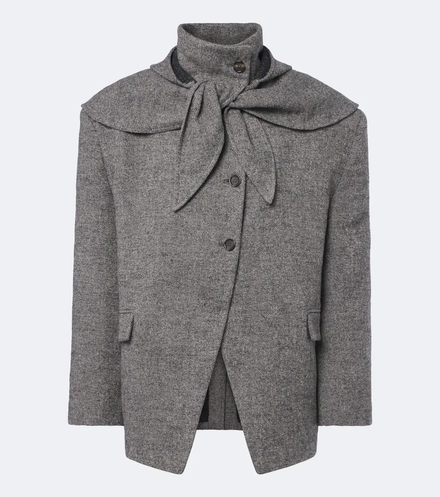 Herringbone wool and cashmere-blend blazer