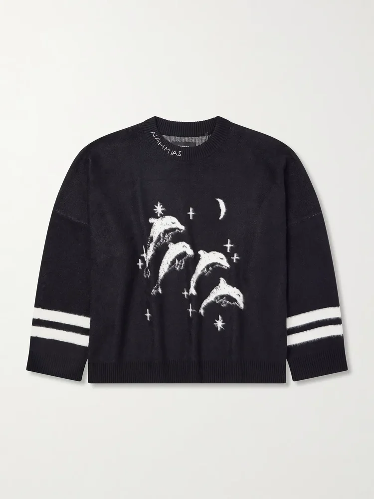 Dolphin Dreams Logo-Embroidered Cotton and Wool-Blend Sweater
