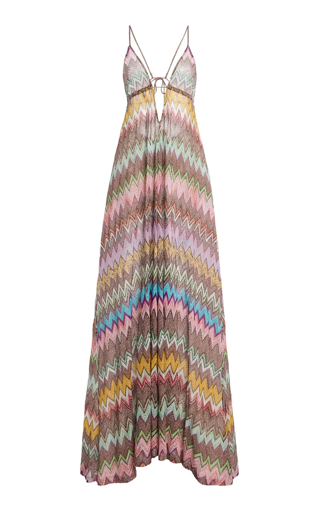 Metallic-Knit Maxi Cover-Up Dress