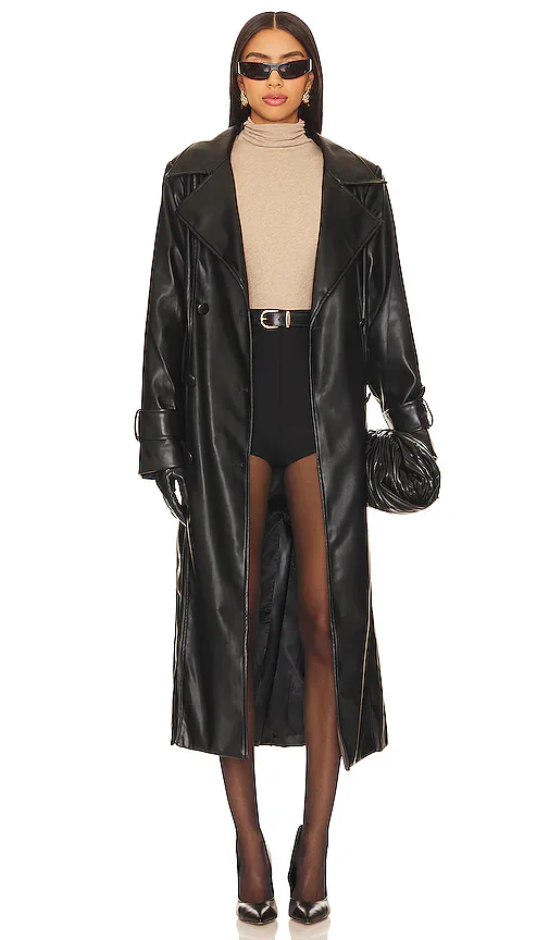 Tyra Faux Leather Trench SNDYS