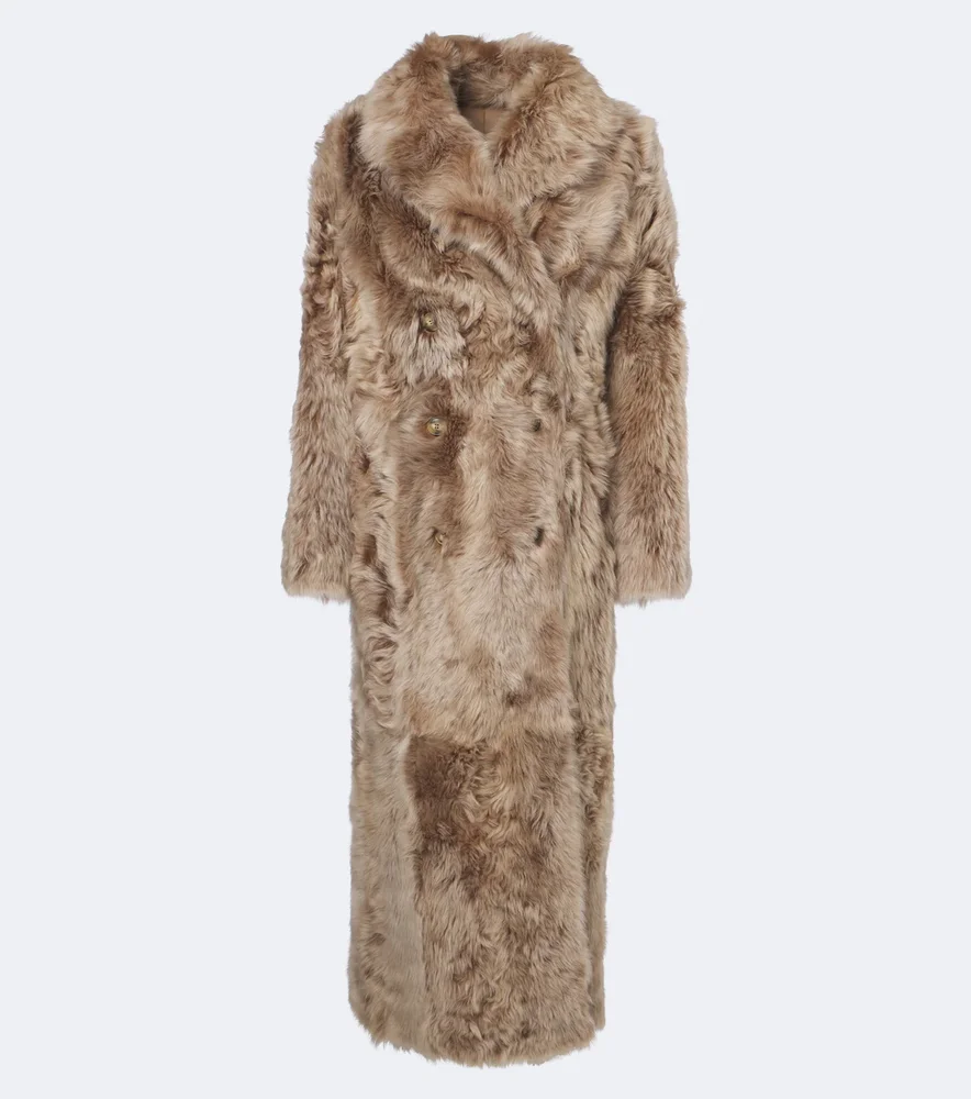 Reversible shearling and leather coat
