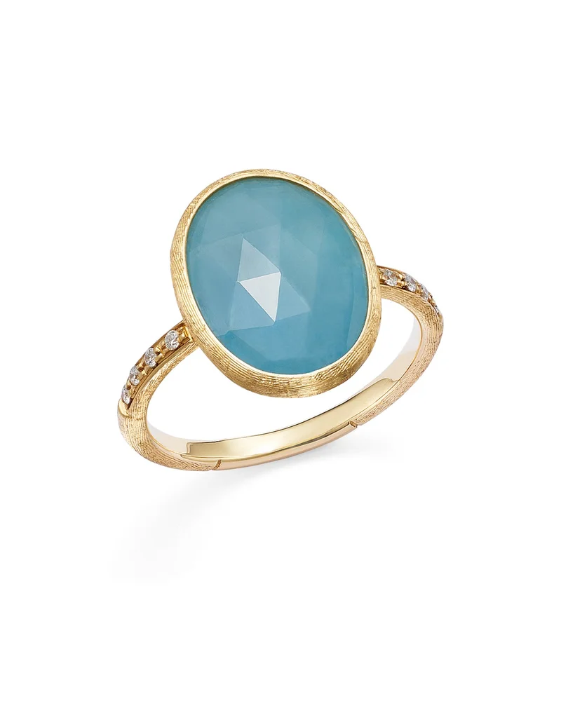 18K Yellow Gold Siviglia Aquamarine & Diamond Statement Ring