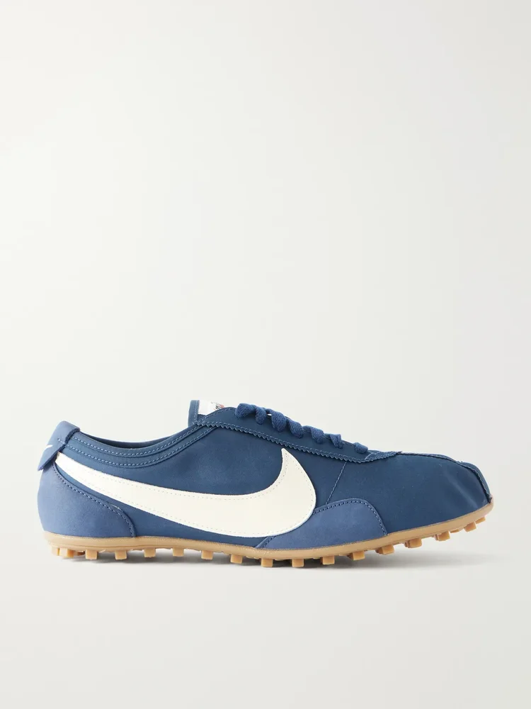 Moon Shoe Leather-Trimmed Shell Sneakers