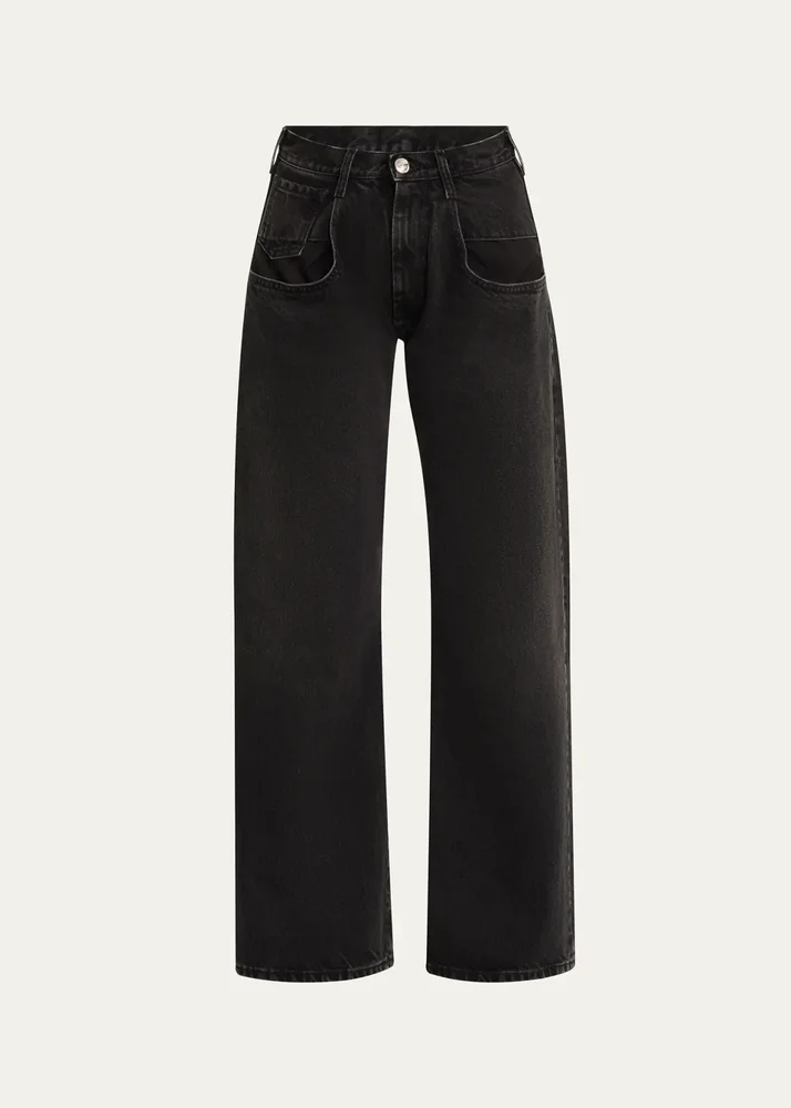 5-Pocket Straight-Leg Denim Ankle Pants