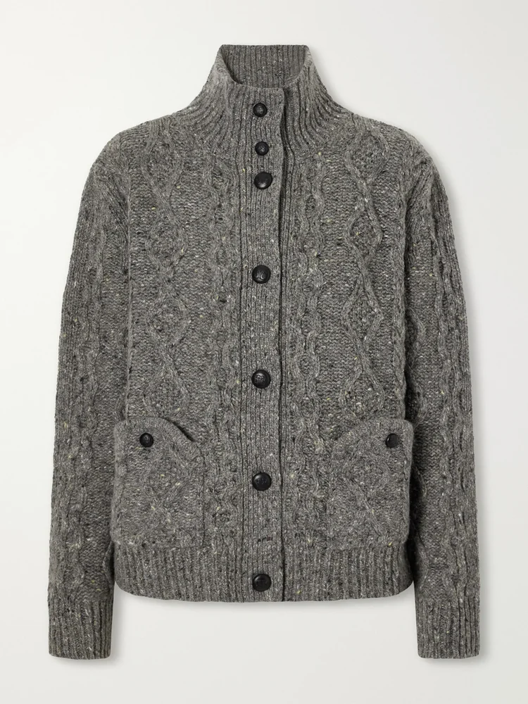 Elfe Joni cable-knit wool-blend cardigan