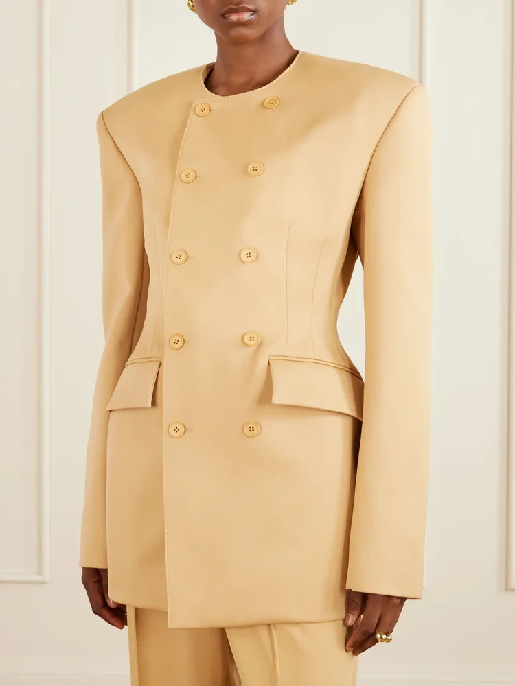 + RHW double-breasted twill mini dress