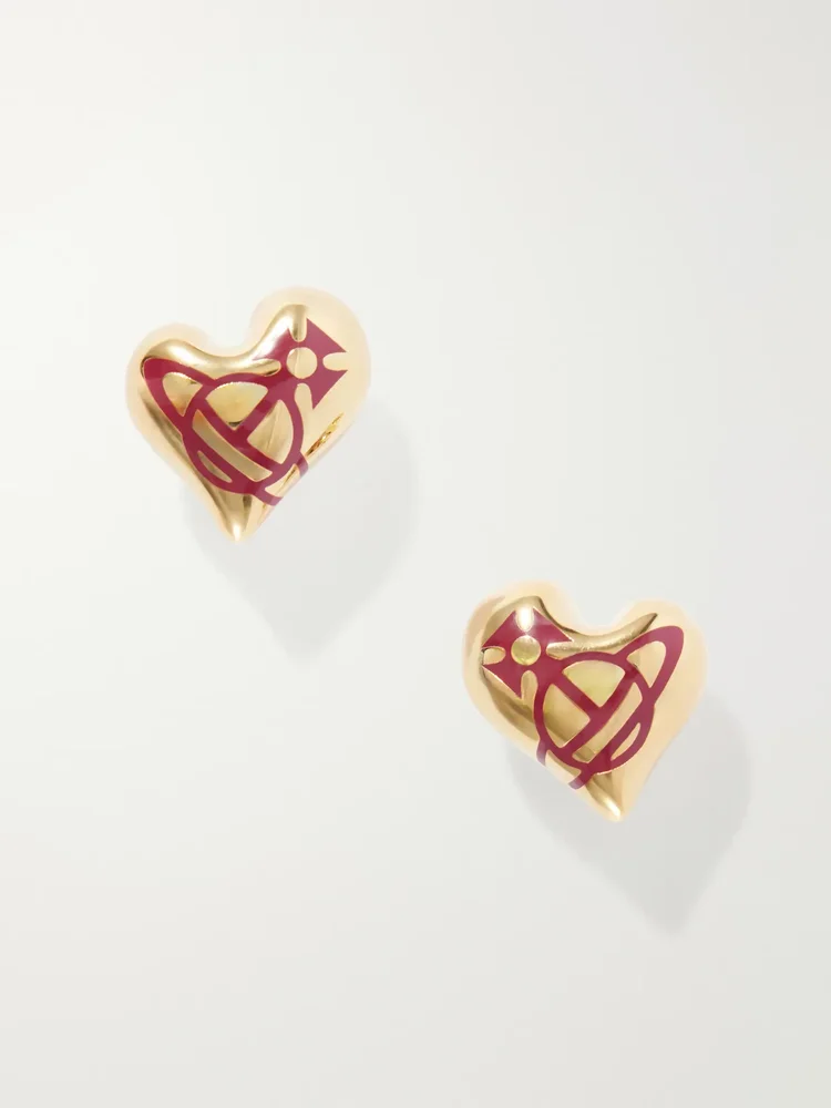 Larissa gold-tone enamel earrings