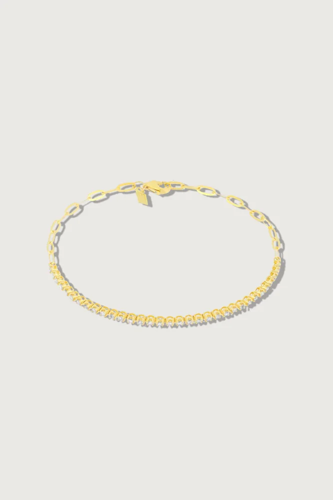 Diamond Segment Mini Link Bracelet Yellow Gold