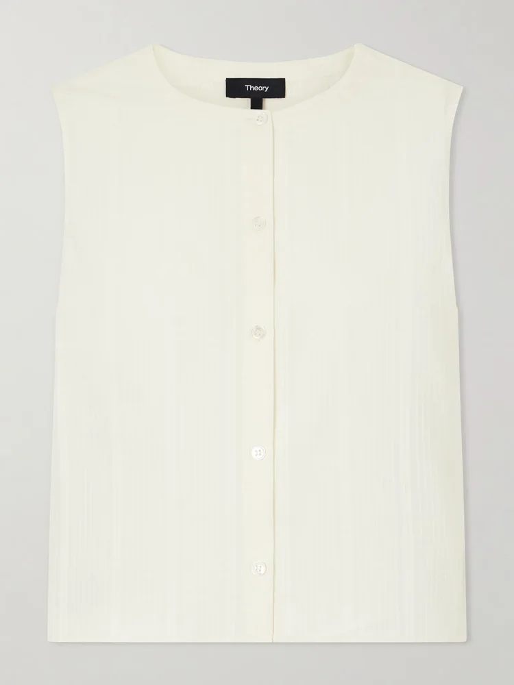 Striped cotton-voile tank