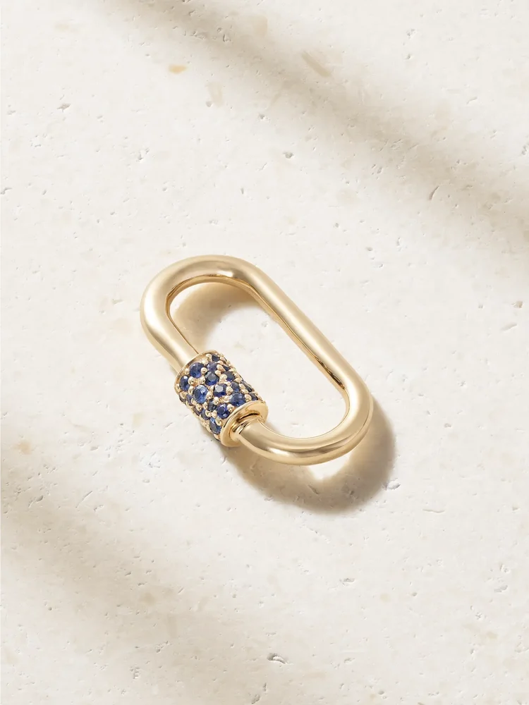 Stoned Medium Lock 14-karat gold sapphire pendant