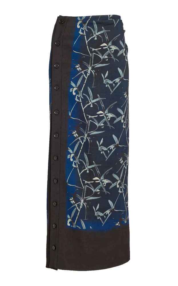 Anais Printed Stretch Cady Maxi Skirt