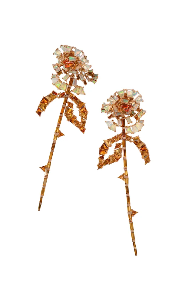 Rose & Stem 20K Rose Gold Tourmaline Earrings