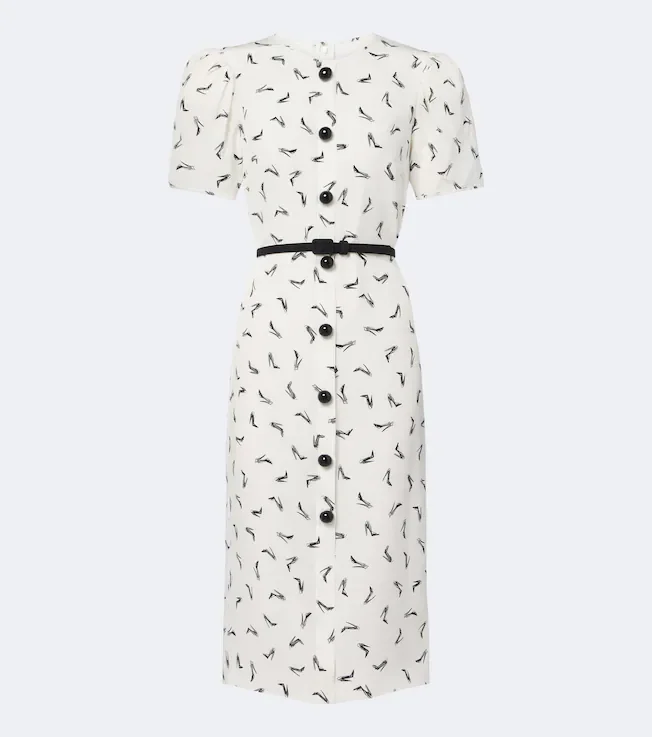 Carolina Herrera Belted silk crêpe de chine midi dress