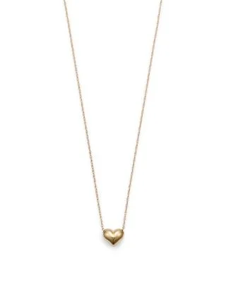 Puffed Heart Necklace in 14K Yellow Gold, 18"