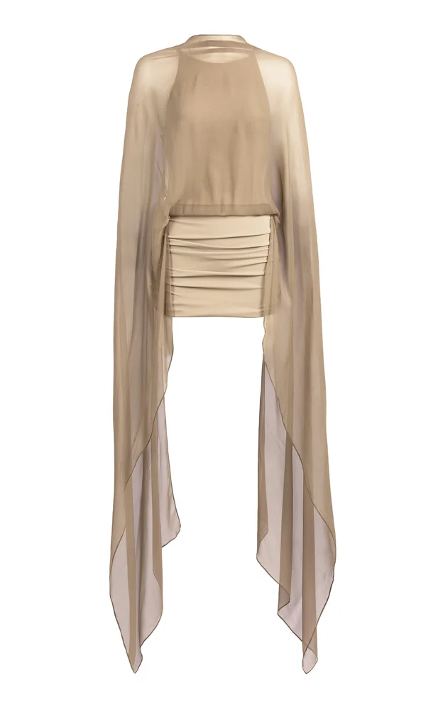 Kedar Chiffon-Cape Jersey Mini Dress