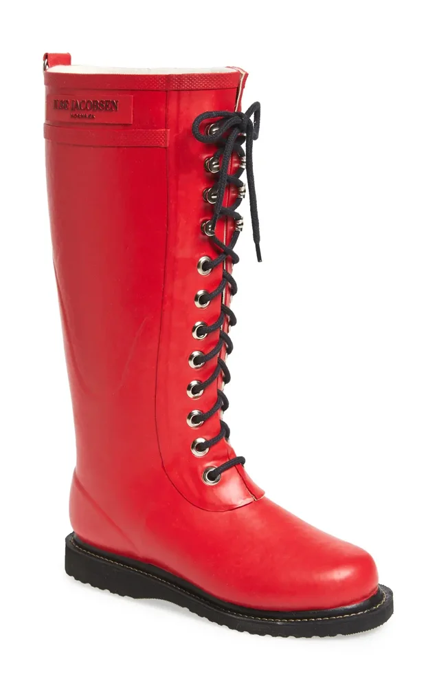 Rubber Boot in Deep Red