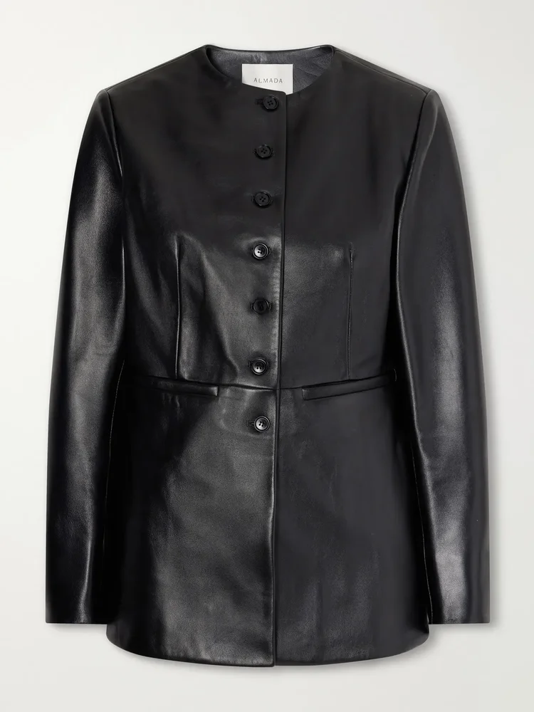 Dorothy darted leather jacket