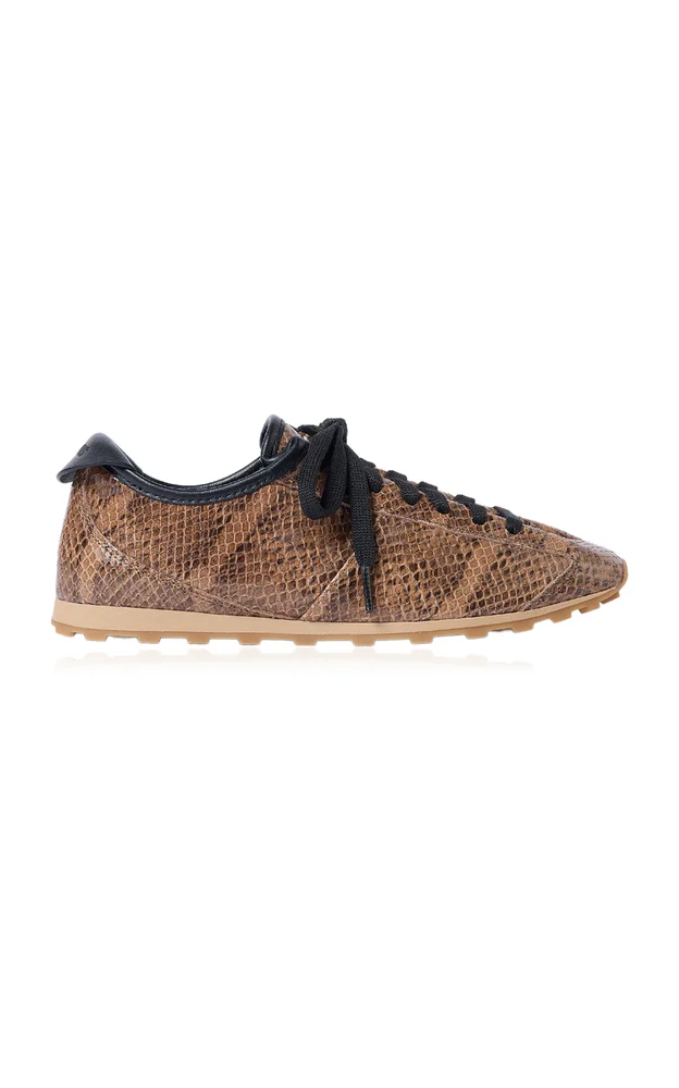 The Tennis Snakeskin-Embossed Leather Sneakers