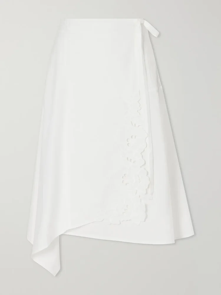 klara broderie anglaise cotton midi skirt