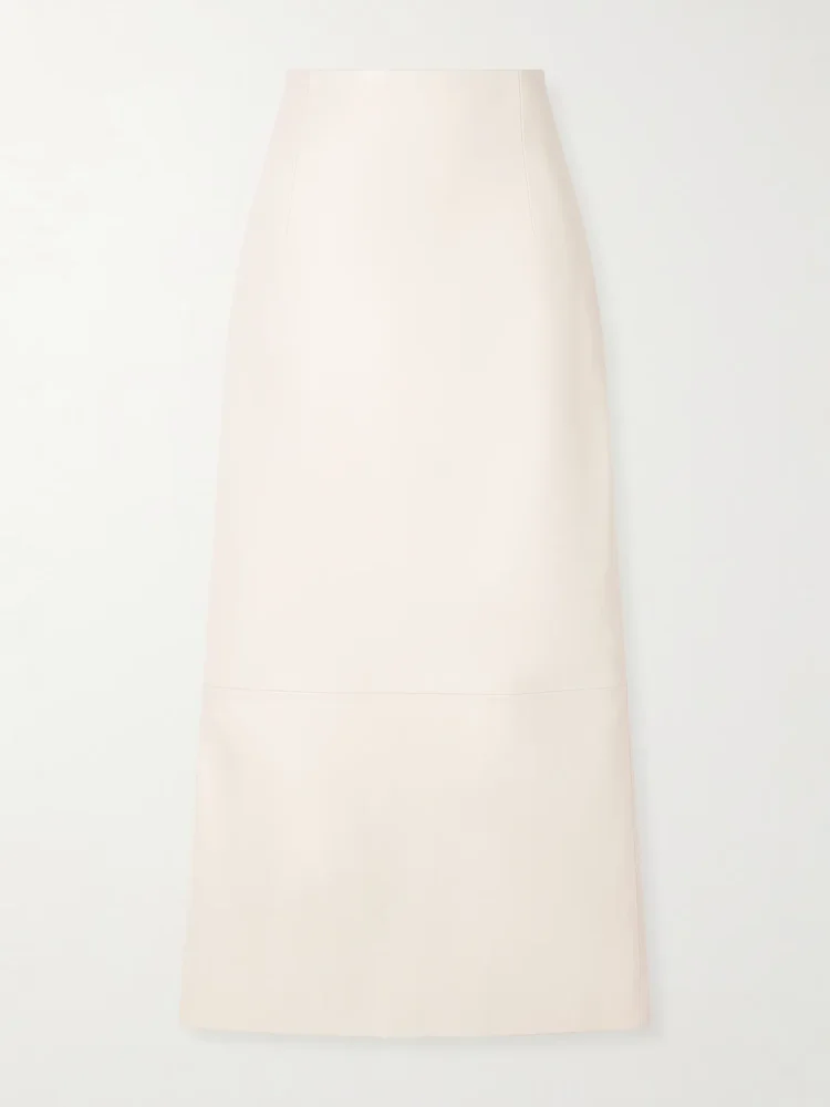 Inga paneled leather midi skirt