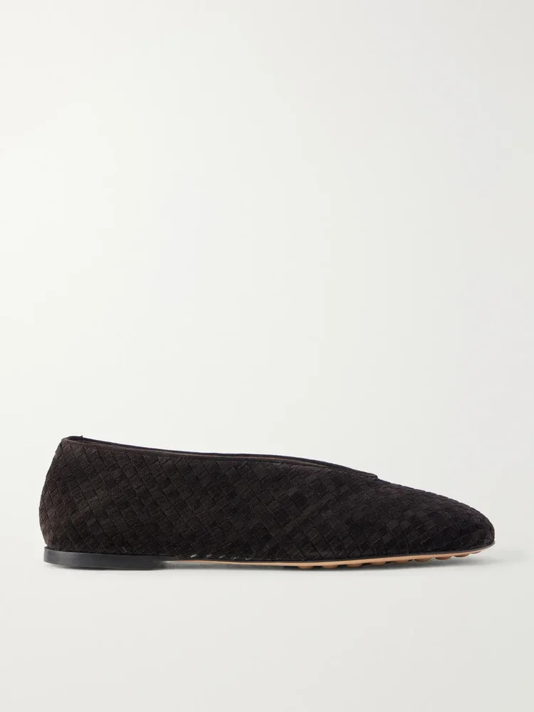 Rosa Intrecciato suede ballet flats