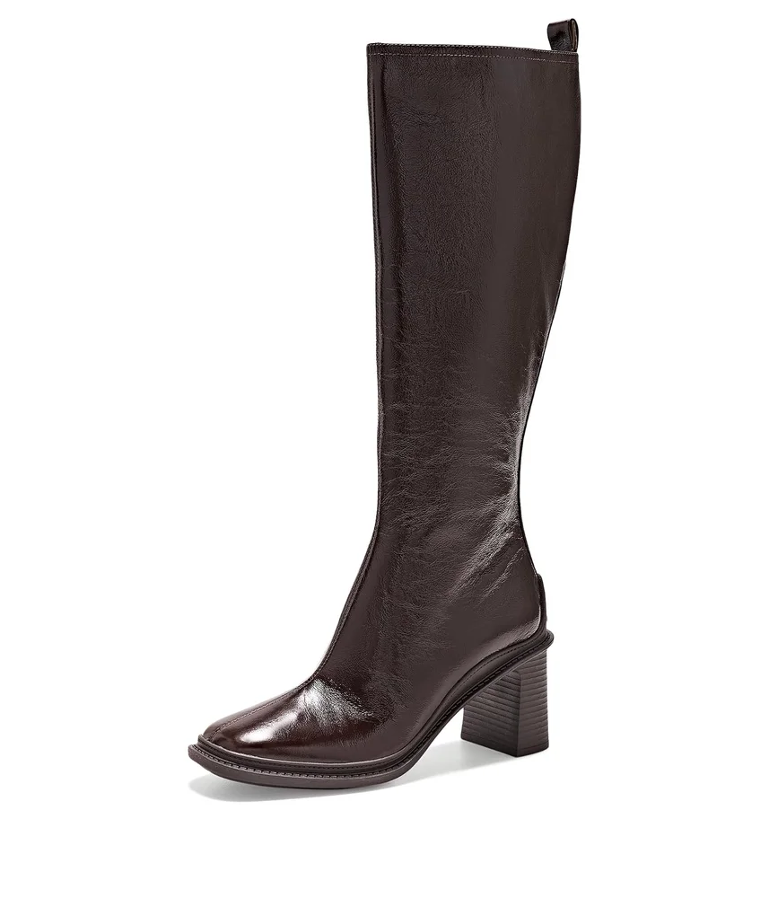 Sculpted C Shiny Crinkle Leather Boots