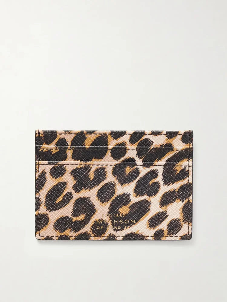 Panama leopard-printed leather cardholder