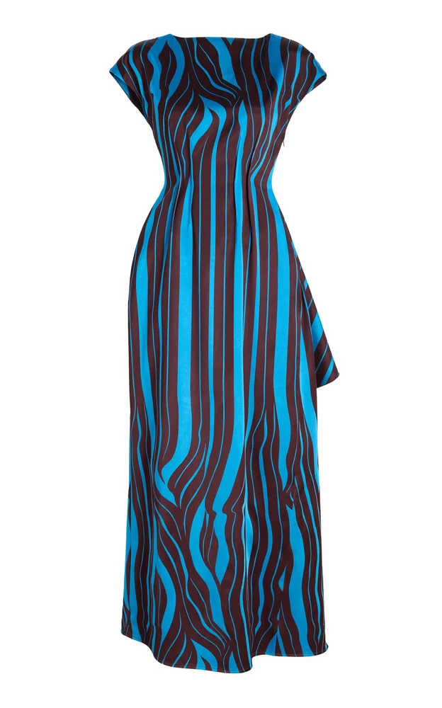 Isoria Draped Satin Maxi Dress