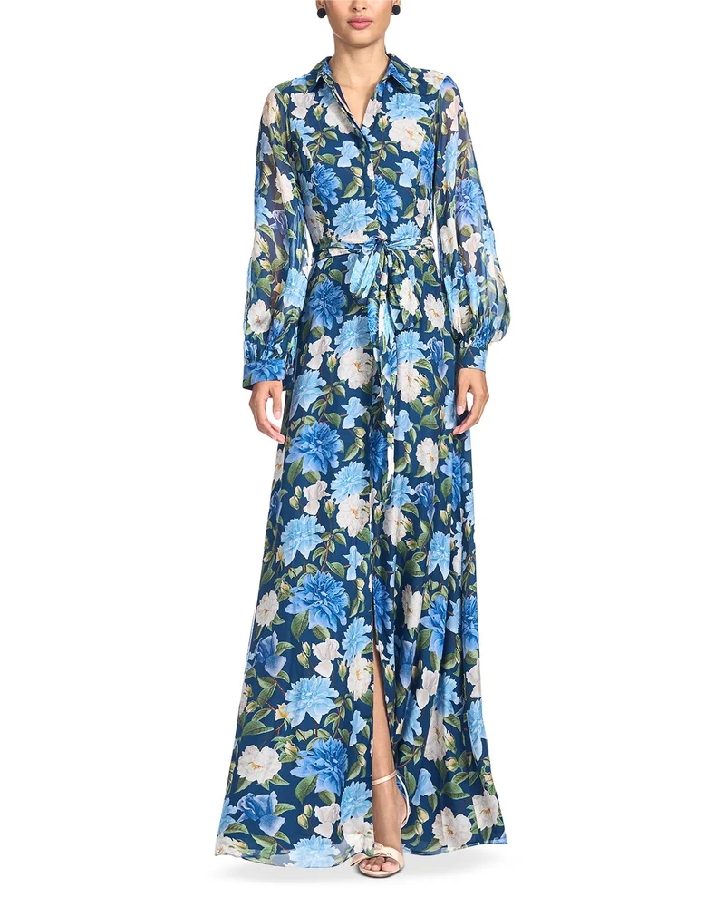 Priscilla Printed Tie Waist Gown