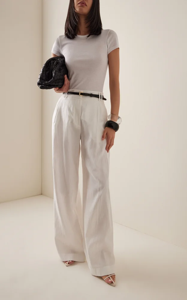 Exclusive Pleated Linen Wide-Leg Pants