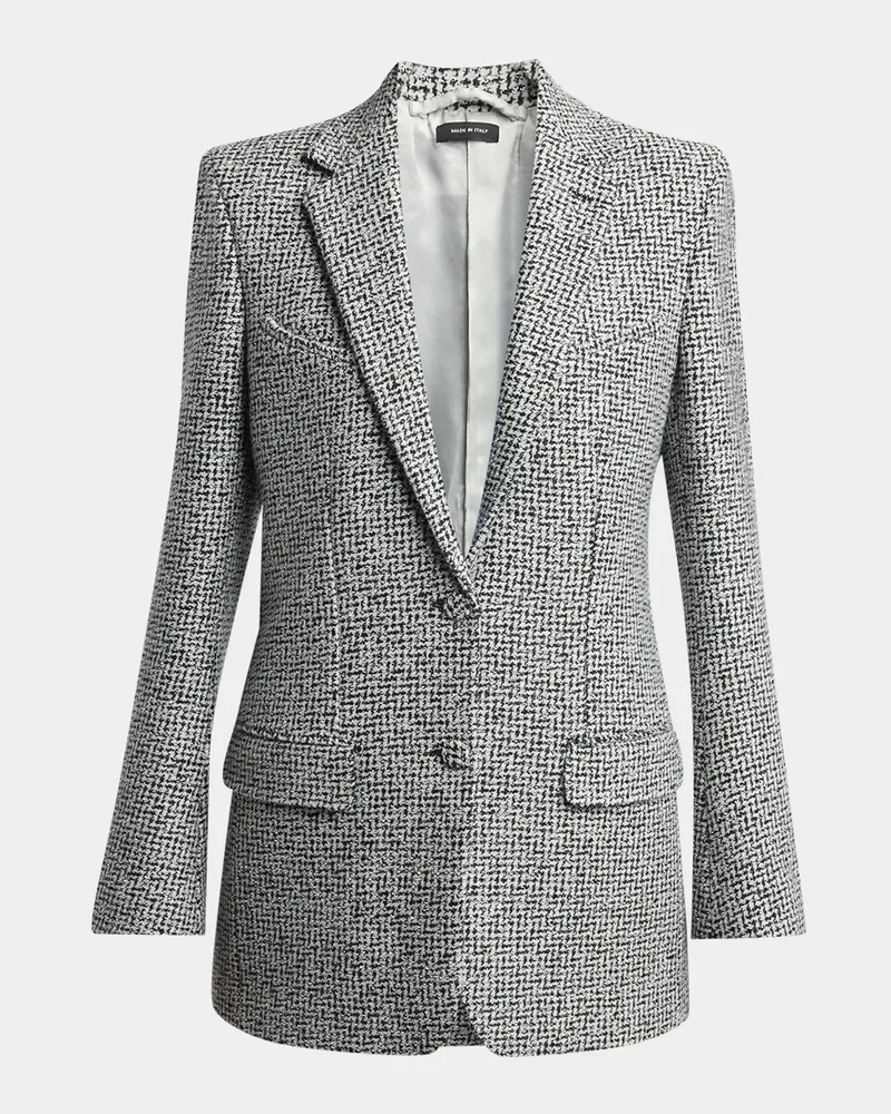 Sequined Broken Chevron Tweed Single-Breasted Western Jacket