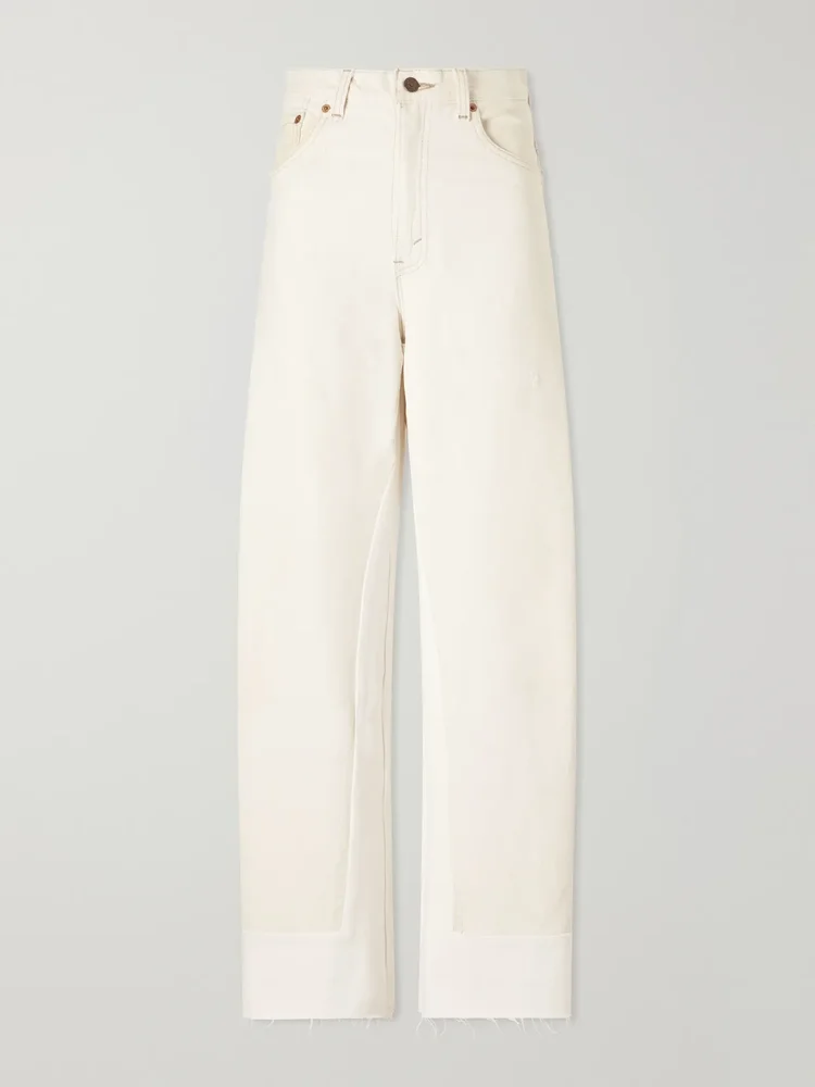 Reworked Culotte distressed wide-leg jeans