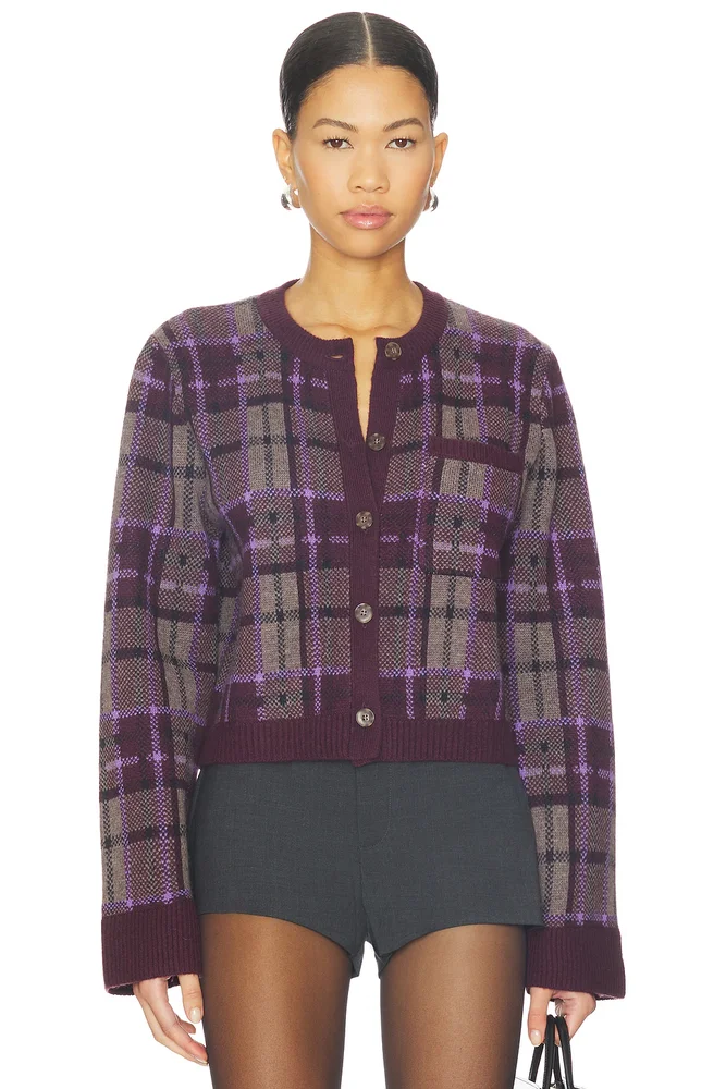 Luxe Plaid Jacquard Cardigan