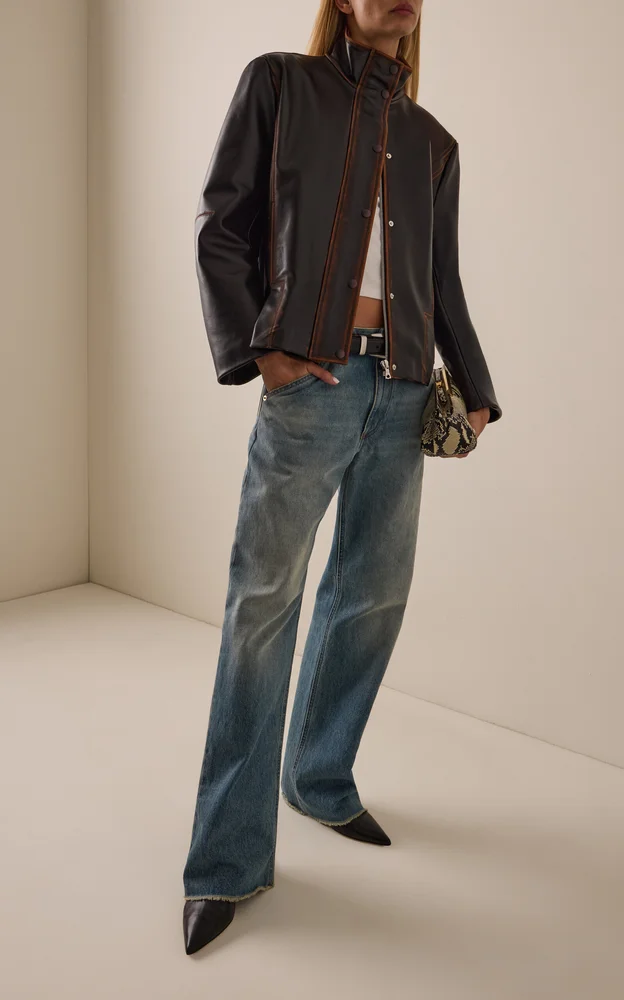 The Mason High-Neck Hand Distressed Leather Jacket