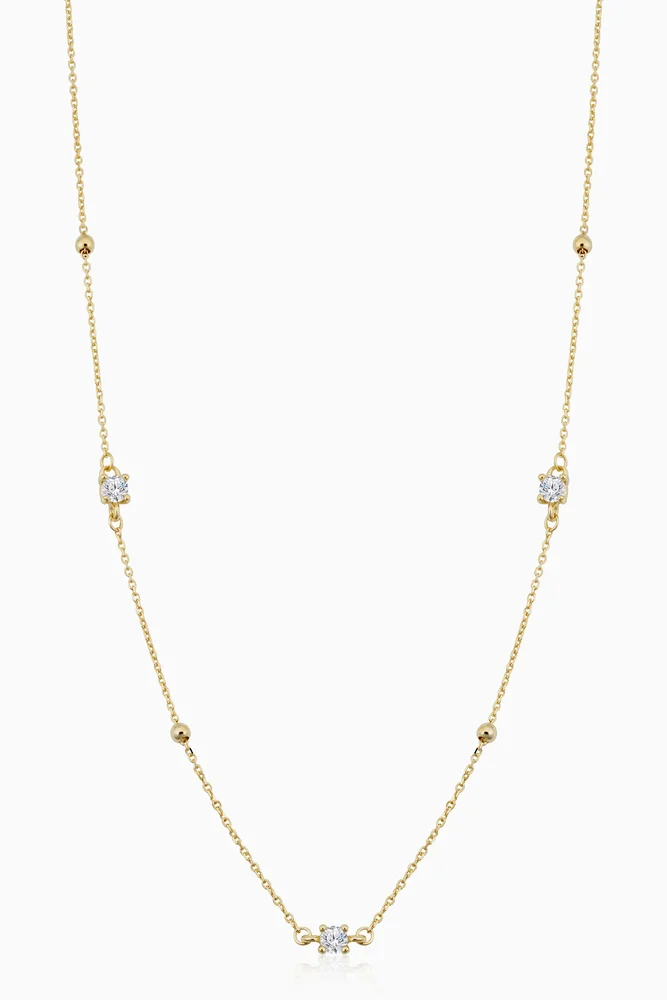 14K Yellow Gold Seeing Sparks Station Necklace