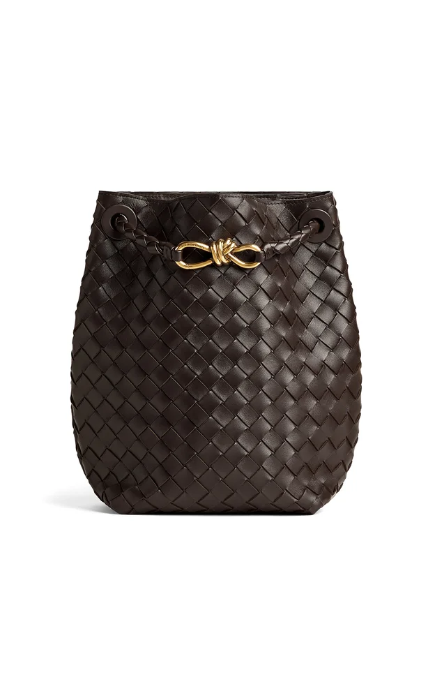Small Andiamo Intrecciato Leather Bucket Bag