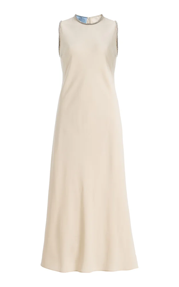 Crystal-Trimmed Sablé Midi Dress
