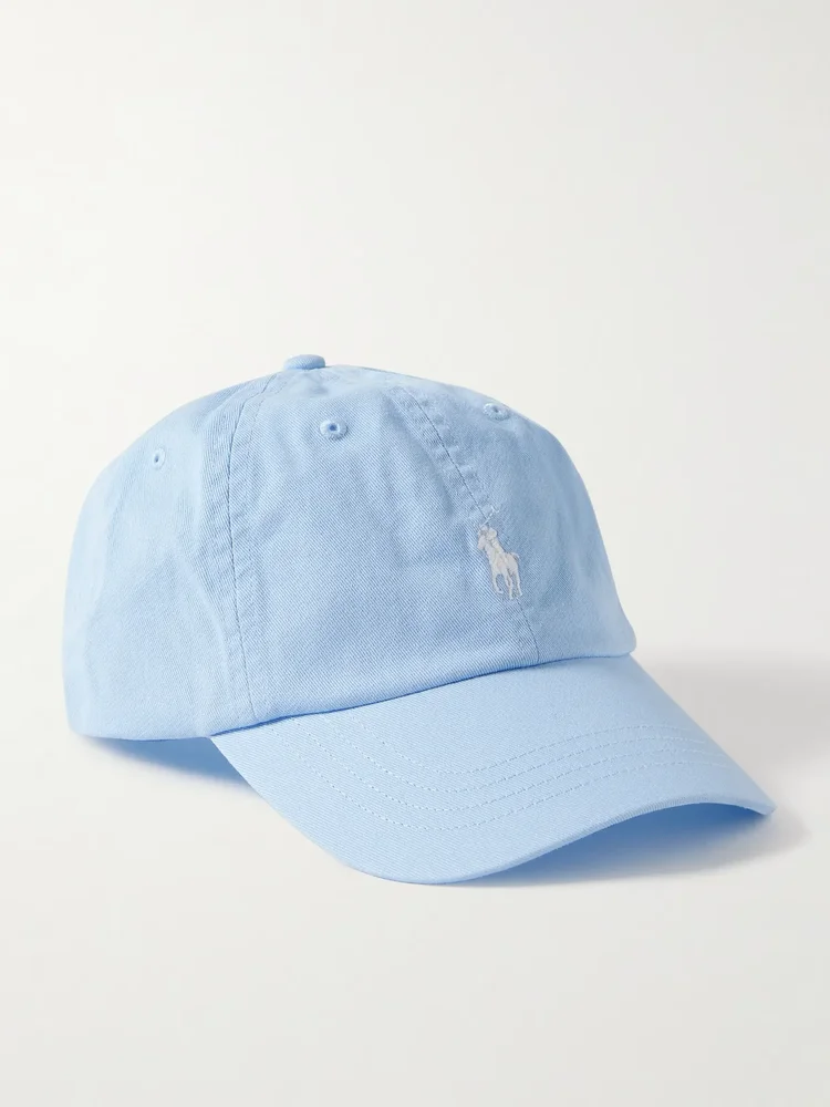 Embroidered cotton-twill baseball cap