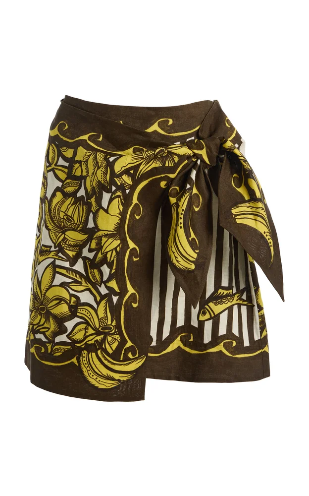 Mona Printed Hemp Mini Sarong Skirt
