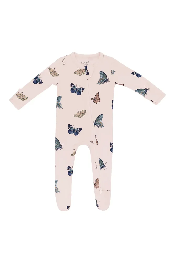 Blush Butterfly Zip-Up Footie