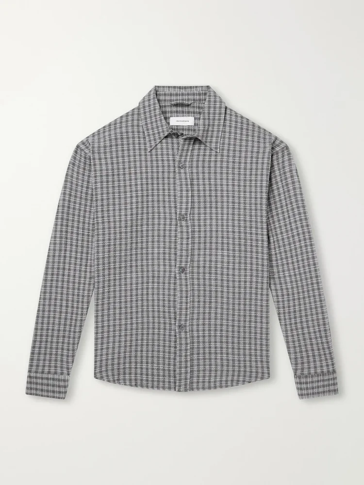 Vacation Checked Cotton and Wool-Blend Seersucker Shirt