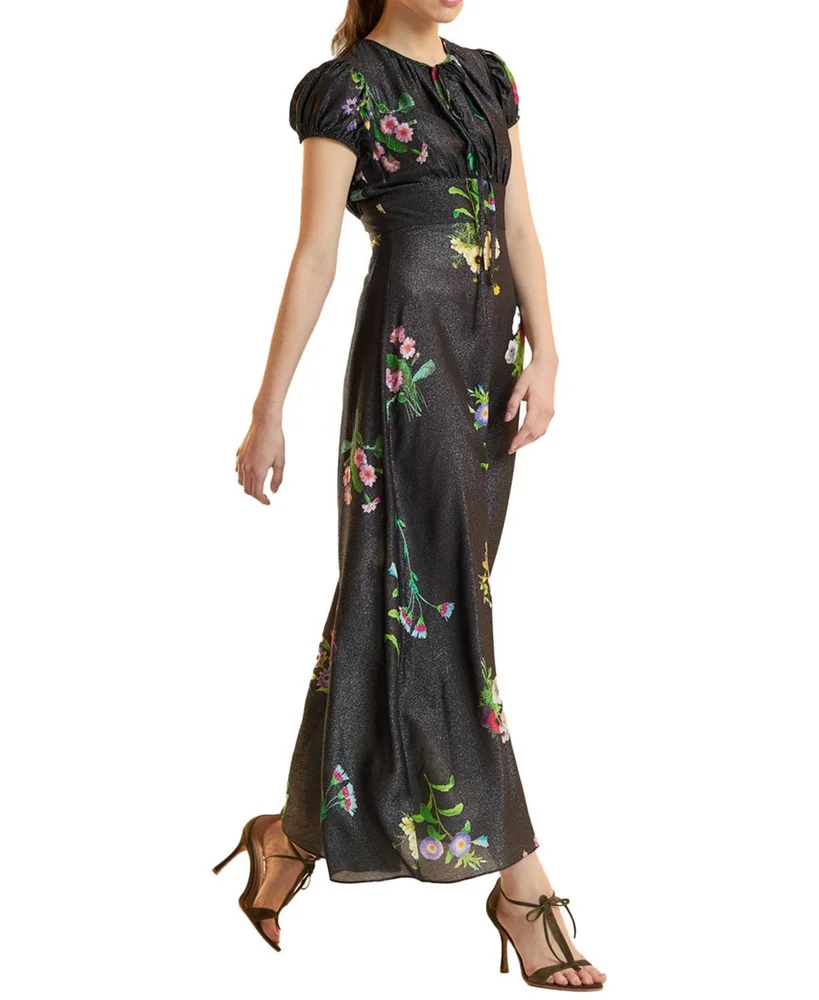 Printed Lurex Midi Dress