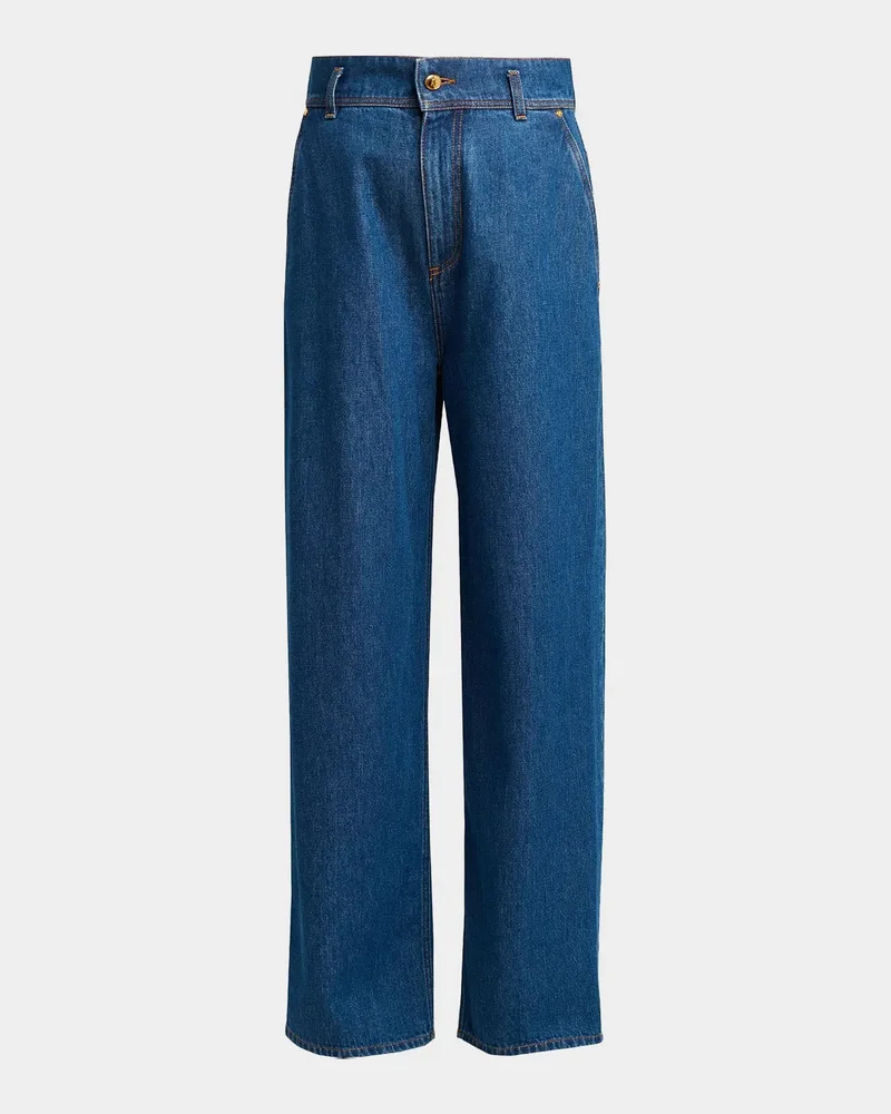 High-Rise Wide-Leg Denim Trousers
