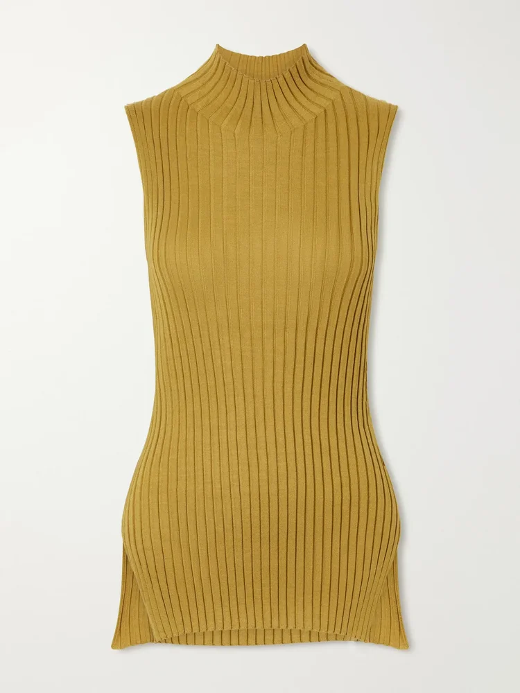 Karla ribbed wool and silk-blend tank