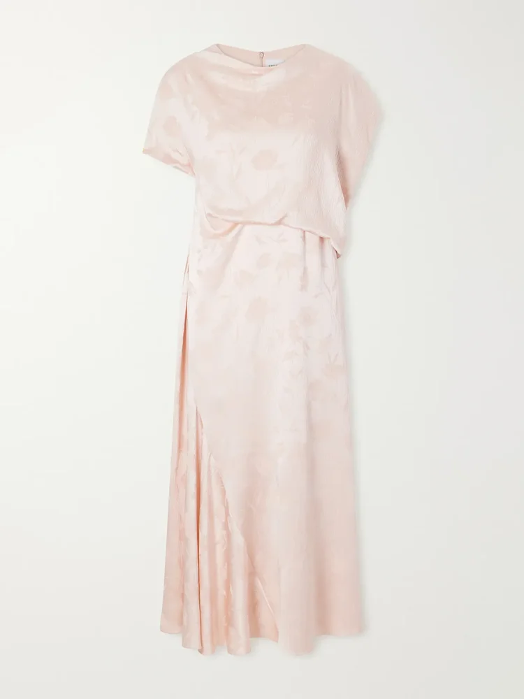 floral jacquard crepon midi dress