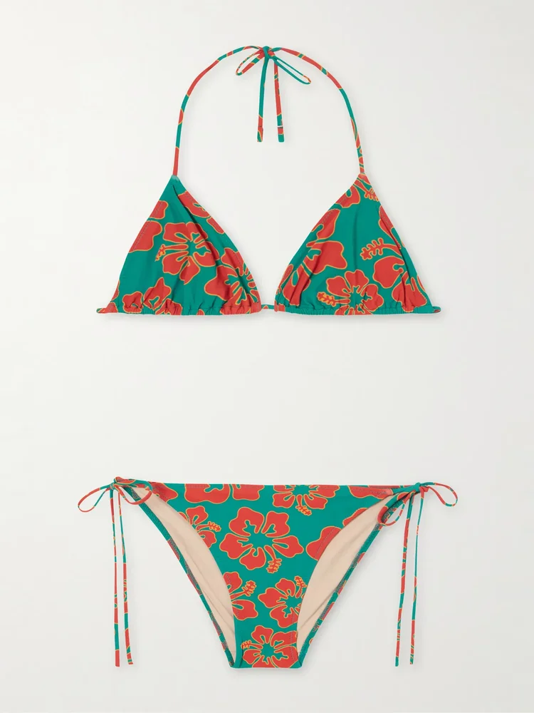 Venti printed triangle halterneck bikini