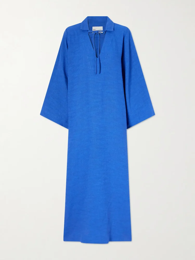 Tie-detailed woven maxi dress