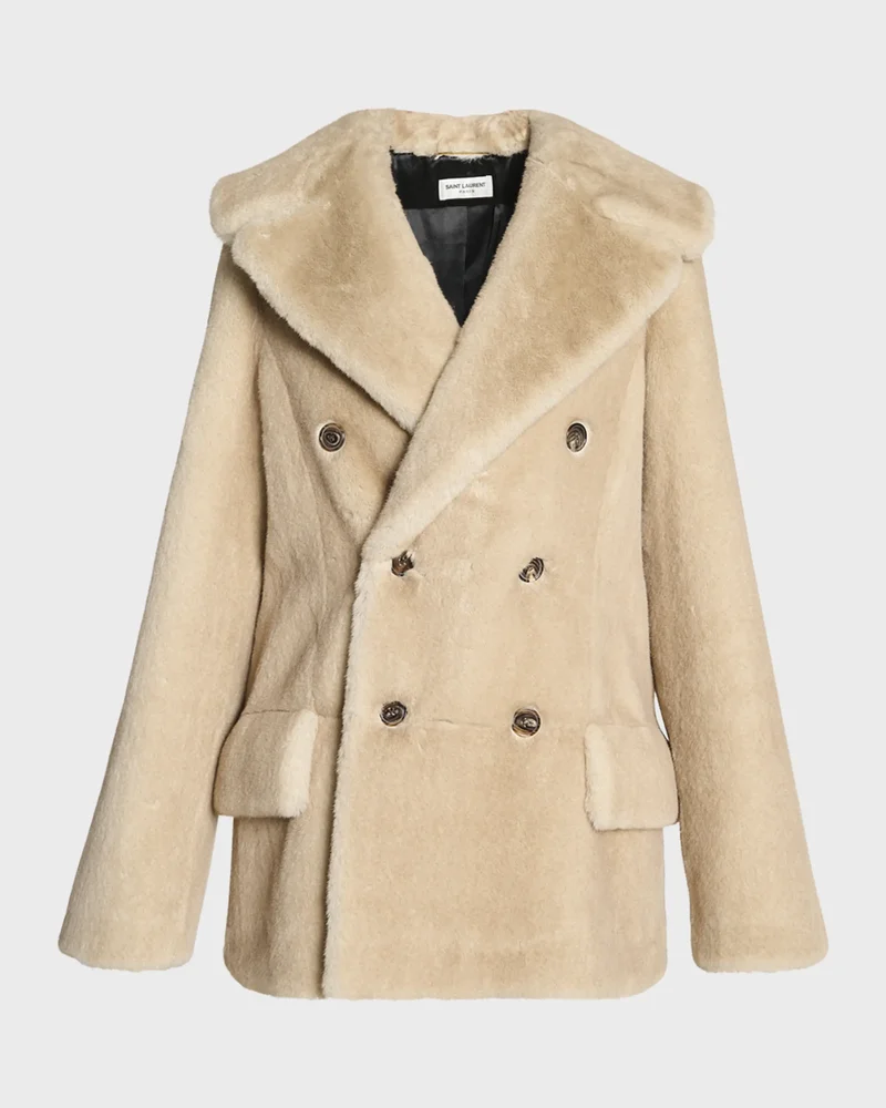 Manteau Double-Breasted Faux Fur Jacket