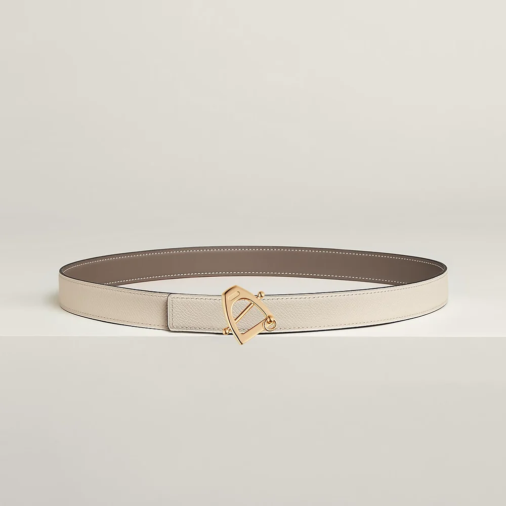 Canaille belt buckle & Reversible leather strap 24 mm, Beige/Natural